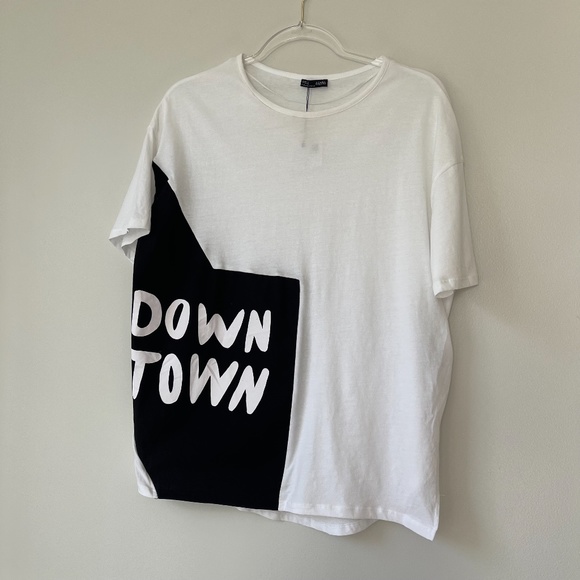 Zara Black White Collection Down Town T-Shirt Sz S‎ NWT - Picture 5 of 8